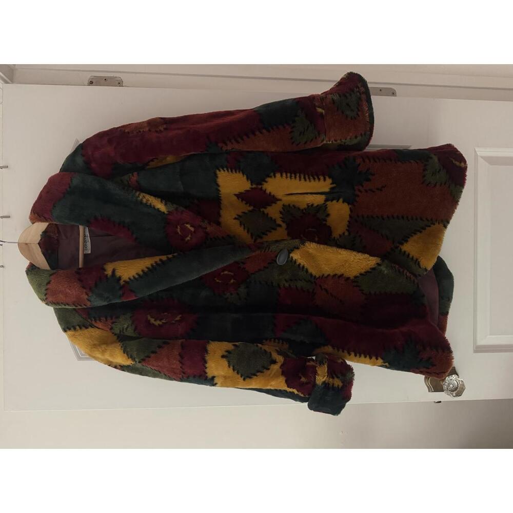 Vintage Donnybrook Patchwork Faux Fur Coat Size XL